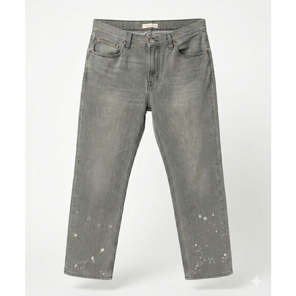 UGC Grey Paint Splatter Straight Leg Jeans Size 32 Vintage Wash Boho Streetwear